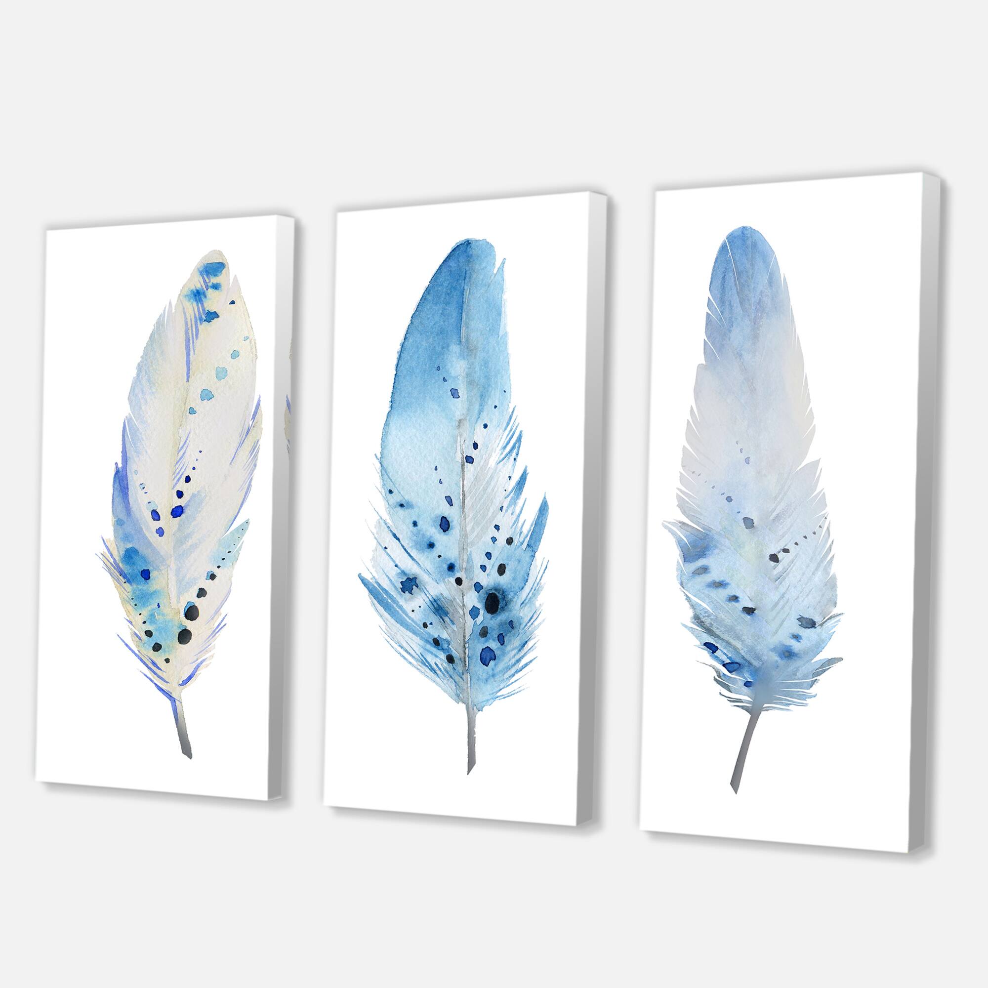 Designart - Blue Boho Feathers II